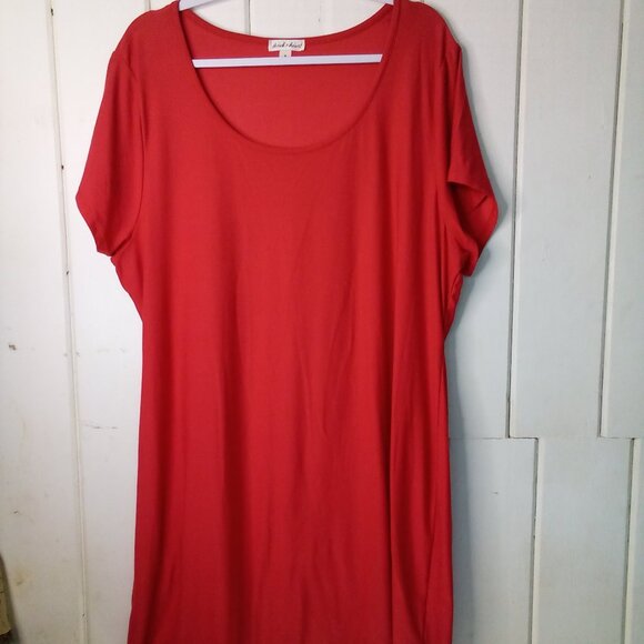Derek Heart Dress Women 3X Short Sleeve Soft Stretch Red - Picture 1 of 15